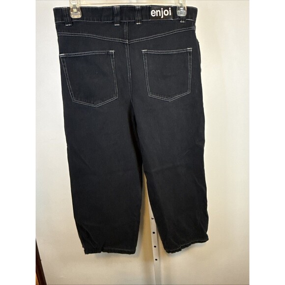 ENJOI Skateboards Jeans Mens Size 34 Black Denim Barrel Leg Baggy Fit Y2K - Picture 7 of 8